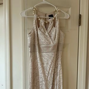 Off white with pearls dress-Size 6P